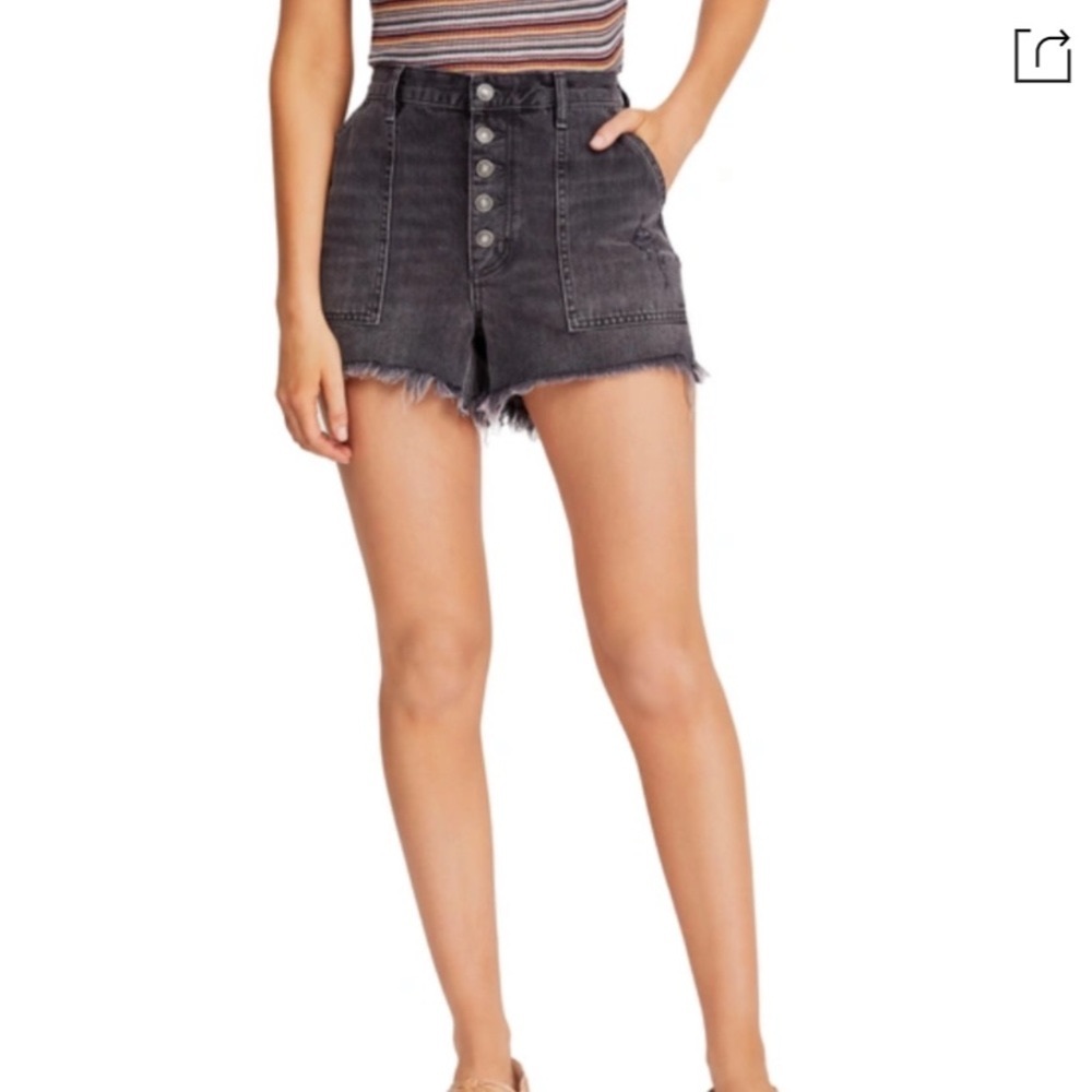 Free People Jesse Cutoff Denim Shorts in Black
